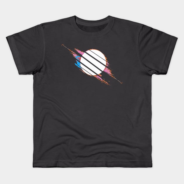 Sphere Grunge Watercolor Graphic - Planet with Brush Strokes Kids T-Shirt by KalebLechowsk